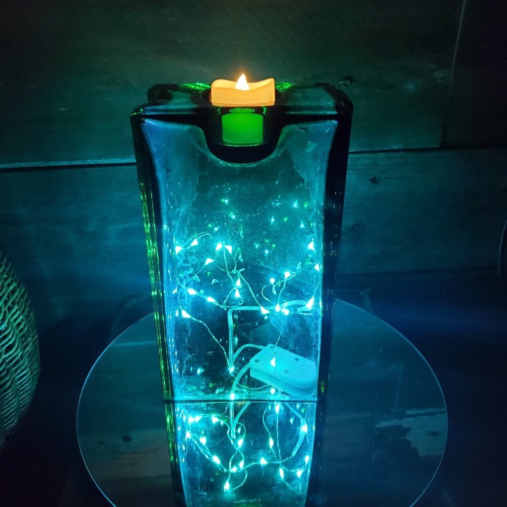 Decorative Glass Block Candleholder - Decor Craft - Christmas Lights
